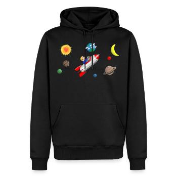 liberté - Sweat à capuche Premium bio Homme - noir - Devant - Nico (187cm)