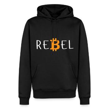 Bitcoin Rebel - Men’s Premium Organic Hoodie - black - Front - Nico (187cm)