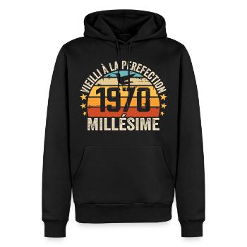 Vintage, 1970er Jahre, Retro, 1970er Jahre, Geburtstagsgeschenk - Männer Premium Bio Hoodie - Schwarz - Vorne - Nico (187cm)