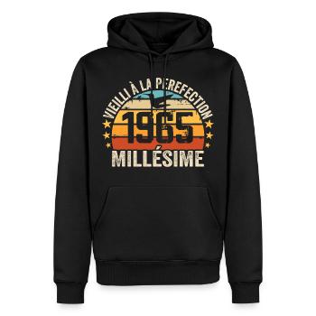 Jahrgang 1965 Retro 1965 Geburtstagsgeschenk - Männer Premium Bio Hoodie - Schwarz - Vorne - Nico (187cm)