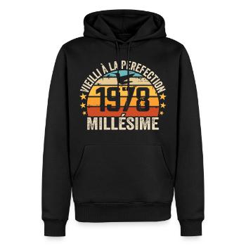 Jahrgang 1978 Retro 1978 Geburtstagsgeschenk - Männer Premium Bio Hoodie - Schwarz - Vorne - Nico (187cm)
