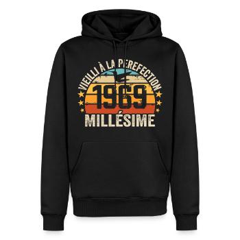 Jahrgang 1969 Retro 1969 Geburtstagsgeschenk - Männer Premium Bio Hoodie - Schwarz - Vorne - Nico (187cm)