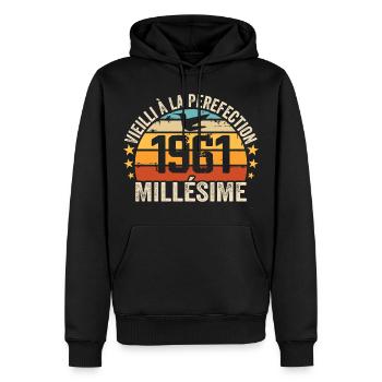 Jahrgang 1961 Retro 1961 Geburtstagsgeschenk - Männer Premium Bio Hoodie - Schwarz - Vorne - Nico (187cm)