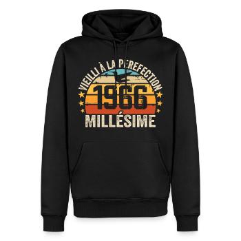 Jahrgang 1966 Retro 1966 Geburtstagsgeschenk - Männer Premium Bio Hoodie - Schwarz - Vorne - Nico (187cm)