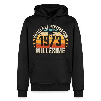 Jahrgang 1973 Retro 1973 Geburtstagsgeschenk - Männer Premium Bio Hoodie - Schwarz - Vorne - Nico (187cm)