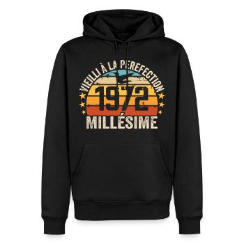 Jahrgang 1972 Retro 1972 Geburtstagsgeschenk - Männer Premium Bio Hoodie - Schwarz - Vorne - Nico (187cm)
