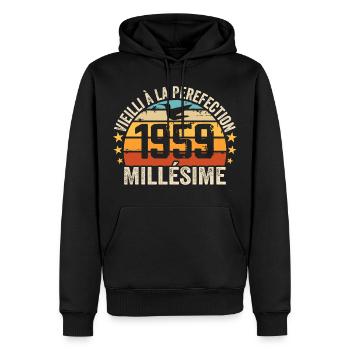Jahrgang 1959 Retro 1959 Geburtstagsgeschenk - Männer Premium Bio Hoodie - Schwarz - Vorne - Nico (187cm)