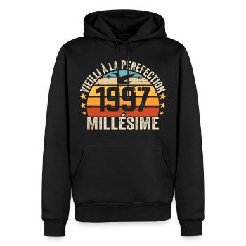 Jahrgang 1997 Retro Geburtstagsgeschenk 1997 - Männer Premium Bio Hoodie - Schwarz - Vorne - Nico (187cm)
