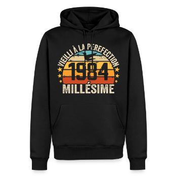 Jahrgang 1984 Retro 1984 Geburtstagsgeschenk - Männer Premium Bio Hoodie - Schwarz - Vorne - Nico (187cm)