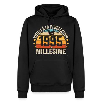Jahrgang 1995 Retro 1995 Geburtstagsgeschenk - Männer Premium Bio Hoodie - Schwarz - Vorne - Nico (187cm)