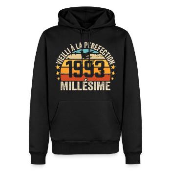 Jahrgang 1993 Retro Geburtstagsgeschenk 1993 - Männer Premium Bio Hoodie - Schwarz - Vorne - Nico (187cm)