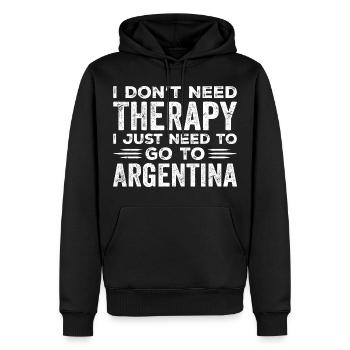 Ich brauche keine Therapie, ich muss nur nach Argentinien gehen - Männer Premium Bio Hoodie - Schwarz - Vorne - Nico (187cm)