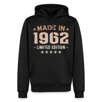 Hergestellt im Jahr 1962 Jahrgang 1962 Jubiläumsgeschenk - Männer Premium Bio Hoodie - Schwarz - Vorne - Nico (187cm)