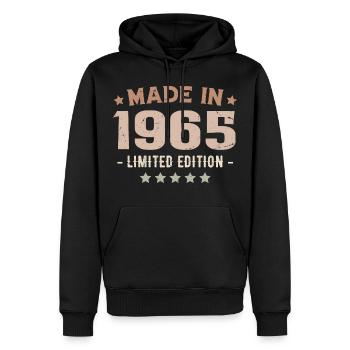 Hergestellt im Jahr 1965 Jahrgang 1965 Jubiläumsgeschenk - Männer Premium Bio Hoodie - Schwarz - Vorne - Nico (187cm)