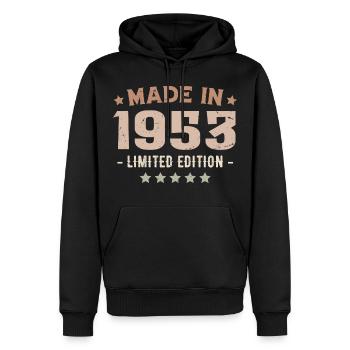 Hergestellt im Jahr 1953 Jahrgang 1953 Jubiläumsgeschenk - Männer Premium Bio Hoodie - Schwarz - Vorne - Nico (187cm)