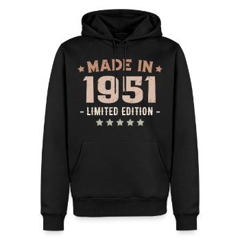 Hergestellt im Jahr 1951 Jahrgang 1951 Jubiläumsgeschenk - Männer Premium Bio Hoodie - Schwarz - Vorne - Nico (187cm)