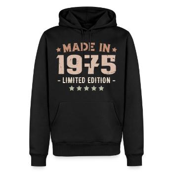 Hergestellt im Jahr 1975 Jahrgang 1975 Jubiläumsgeschenk - Männer Premium Bio Hoodie - Schwarz - Vorne - Nico (187cm)