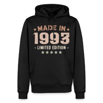 Made In 1993 Jubiläumsgeschenk 1993 Jahrgang 1993 - Männer Premium Bio Hoodie - Schwarz - Vorne - Nico (187cm)