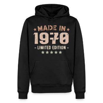 Hergestellt in den 1970er Jahren Vintage Geburtstagsgeschenk aus den 1970er Jahren - Männer Premium Bio Hoodie - Schwarz - Vorne - Nico (187cm)