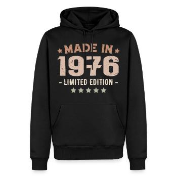 Hergestellt im Jahr 1976 Geburtstagsgeschenk 1976 Jahrgang 1976 - Männer Premium Bio Hoodie - Schwarz - Vorne - Nico (187cm)