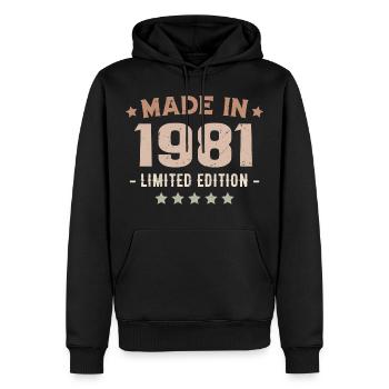 Hergestellt im Jahr 1981 Geburtstagsgeschenk 1981 Jahrgang 1981 - Männer Premium Bio Hoodie - Schwarz - Vorne - Nico (187cm)