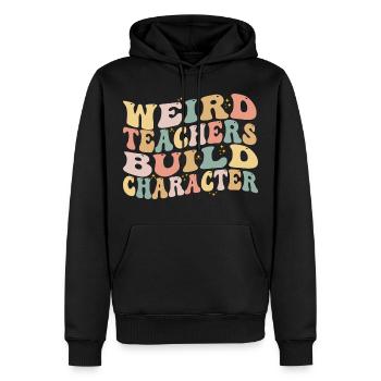 Seltsame Lehrer bauen Charakter auf - Lustige Sprüche - Männer Premium Bio Hoodie - Schwarz - Vorne - Nico (187cm)