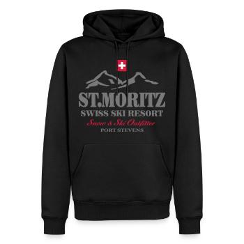 St.Moritz - Ski - Apres - Wintersport - Sweat à capuche Premium bio Homme - noir - Devant - Nico (187cm)