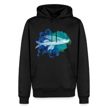 Pêcheur pêche pêcheur pêche nature cadeau animal - Sweat à capuche Premium bio Homme - noir - Devant - Nico (187cm)