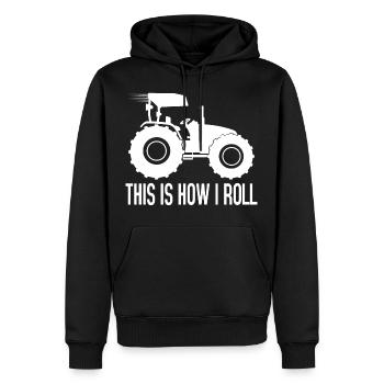 Lustiger Traktor Spruch - Männer Premium Bio Hoodie - Schwarz - Vorne - Nico (187cm)
