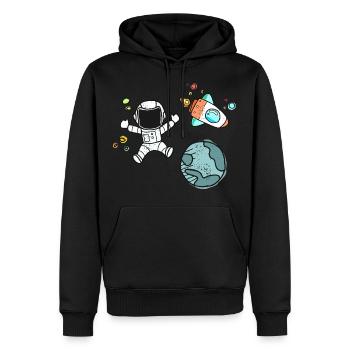 Astronaute globe terrestre dans l'espace - Sweat à capuche Premium bio Homme - noir - Devant - Nico (187cm)