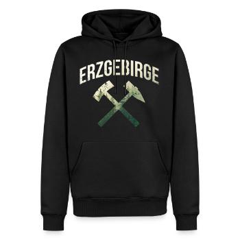 Monts Métallifères - Coups et fer - Sweat à capuche Premium bio Homme - noir - Devant - Nico (187cm)
