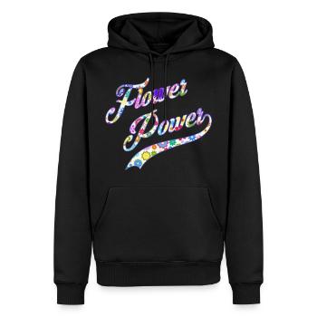 Blumen Power Hippie Sixties Floral Flower - Männer Premium Bio Hoodie - Schwarz - Vorne - Nico (187cm)