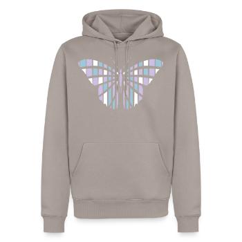 butterfly color blocks - Men’s Premium Organic Hoodie - taupe - Front - Nico (187cm)