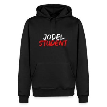 Jodel Student - Männer Premium Bio Hoodie - Schwarz - Vorne - Nico (187cm)