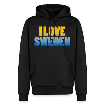 Ich Liebe Schweden Mit Den Farben Der Flagge - Männer Premium Bio Hoodie - Schwarz - Vorne - Nico (187cm)