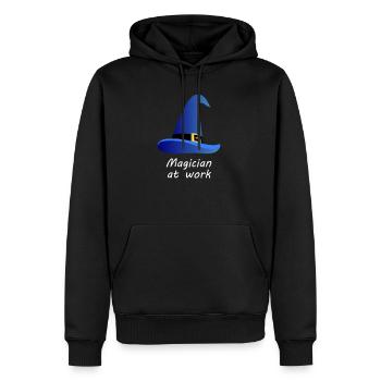 Mago - mago - magia - stregoneria - magia - Felpa con cappuccio ecologica premium da uomo - nero - Fronte - Nico (187cm)