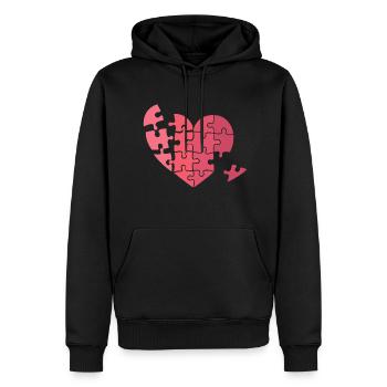 Puzzle Herz Valentinstag Zerbrochen Geschenkidee - Männer Premium Bio Hoodie - Schwarz - Vorne - Nico (187cm)