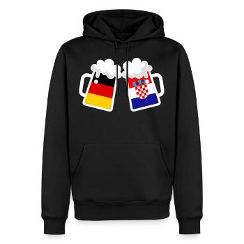 ALLEMAGNE CROATIE DRAPEAUX DE BIÈRE - Sweat à capuche Premium bio Homme - noir - Devant - Nico (187cm)