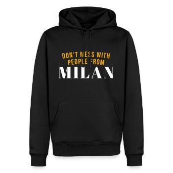 Milan Milan - Sweat à capuche Premium bio Homme - noir - Devant - Nico (187cm)