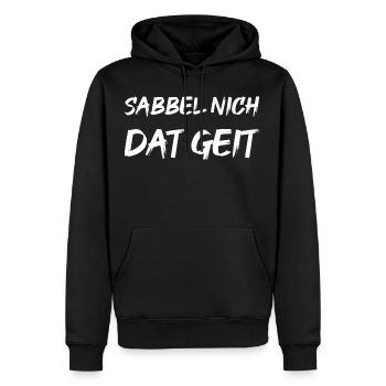Sabbel nich dat geit - Männer Premium Bio Hoodie - Schwarz - Vorne - Nico (187cm)
