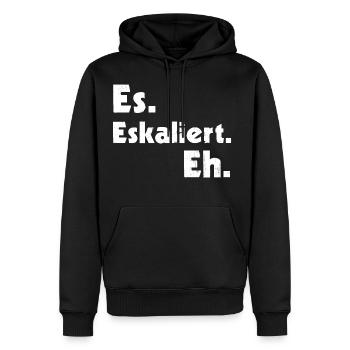Es. Eskaliert. Eh. - Männer Premium Bio Hoodie - Schwarz - Vorne - Nico (187cm)