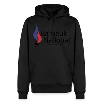BARBEUK NATIONAL - Sweat à capuche Premium bio Homme - noir - Devant - Nico (187cm)