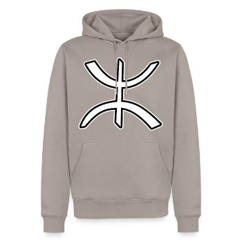 Amazighe - Sweat à capuche Premium bio Homme - taupe - Devant - Nico (187cm)