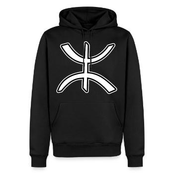 Amazighe - Sweat à capuche Premium bio Homme - noir - Devant - Nico (187cm)