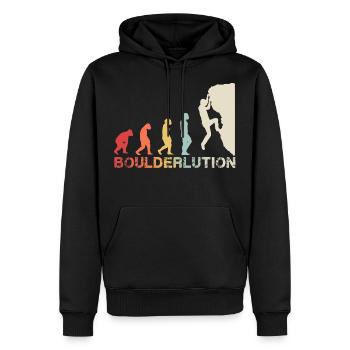 Bouldern Klettern Evolution Bergsteiger Vintage - Männer Premium Bio Hoodie - Schwarz - Vorne - Nico (187cm)