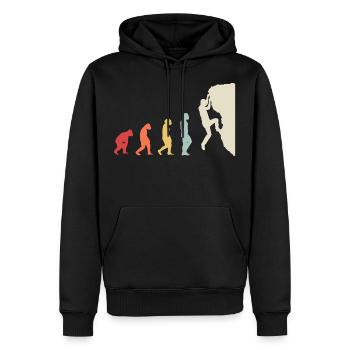 Bouldern Klettern Evolution Bergsteiger Vintage - Männer Premium Bio Hoodie - Schwarz - Vorne - Nico (187cm)