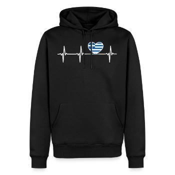 Greece Flag Flag Greece Heartbeat - Men’s Premium Organic Hoodie - black - Front - Nico (187cm)