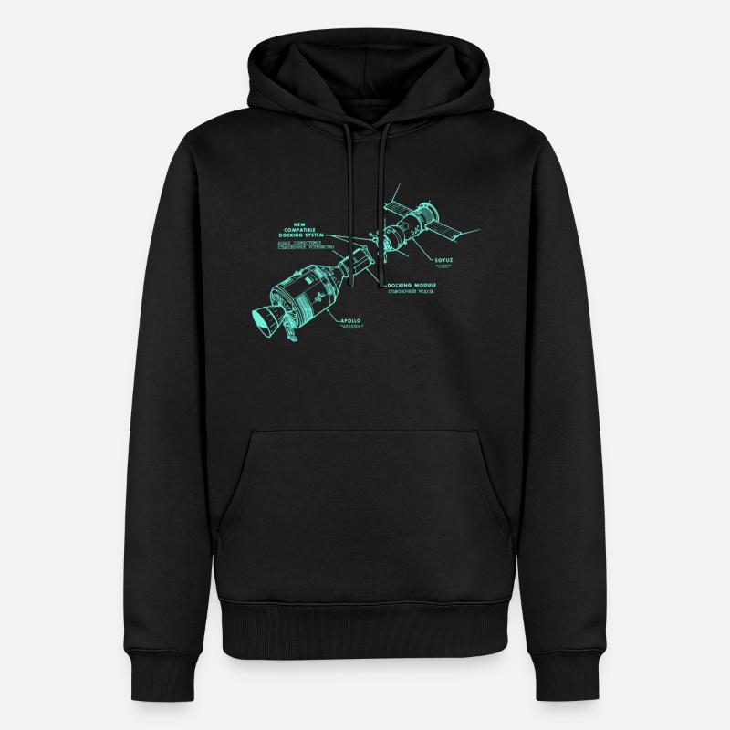 Espace rétro rendevouz Illustration spatiale - Sweat à capuche Premium bio Homme - noir