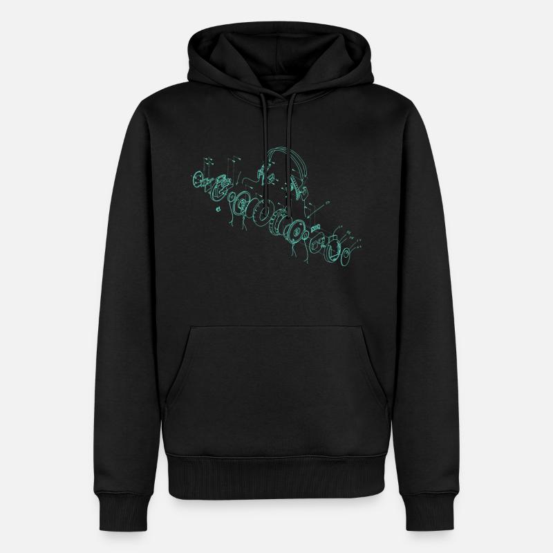 Écouteurs techniques HiFi Illustration - Sweat à capuche Premium bio Homme - noir