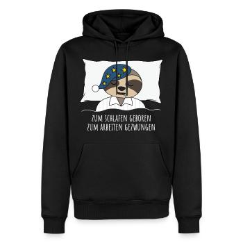 Faultier zum schlafen geboren arbeiten gezwungen - Männer Premium Bio Hoodie - Schwarz - Vorne - Nico (187cm)